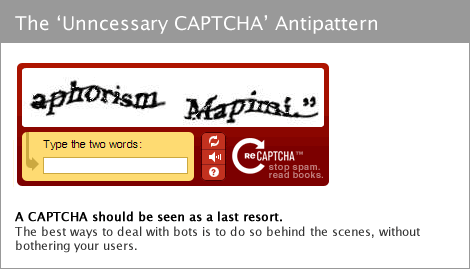 unnecessary captcha ux antipattern