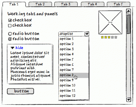 sketchy Axure widget library by Kevin Wick