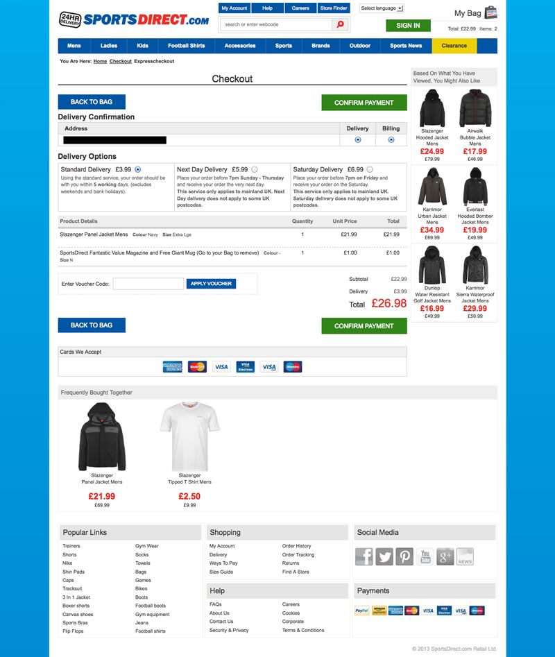 sportsdirect.com dark pattern